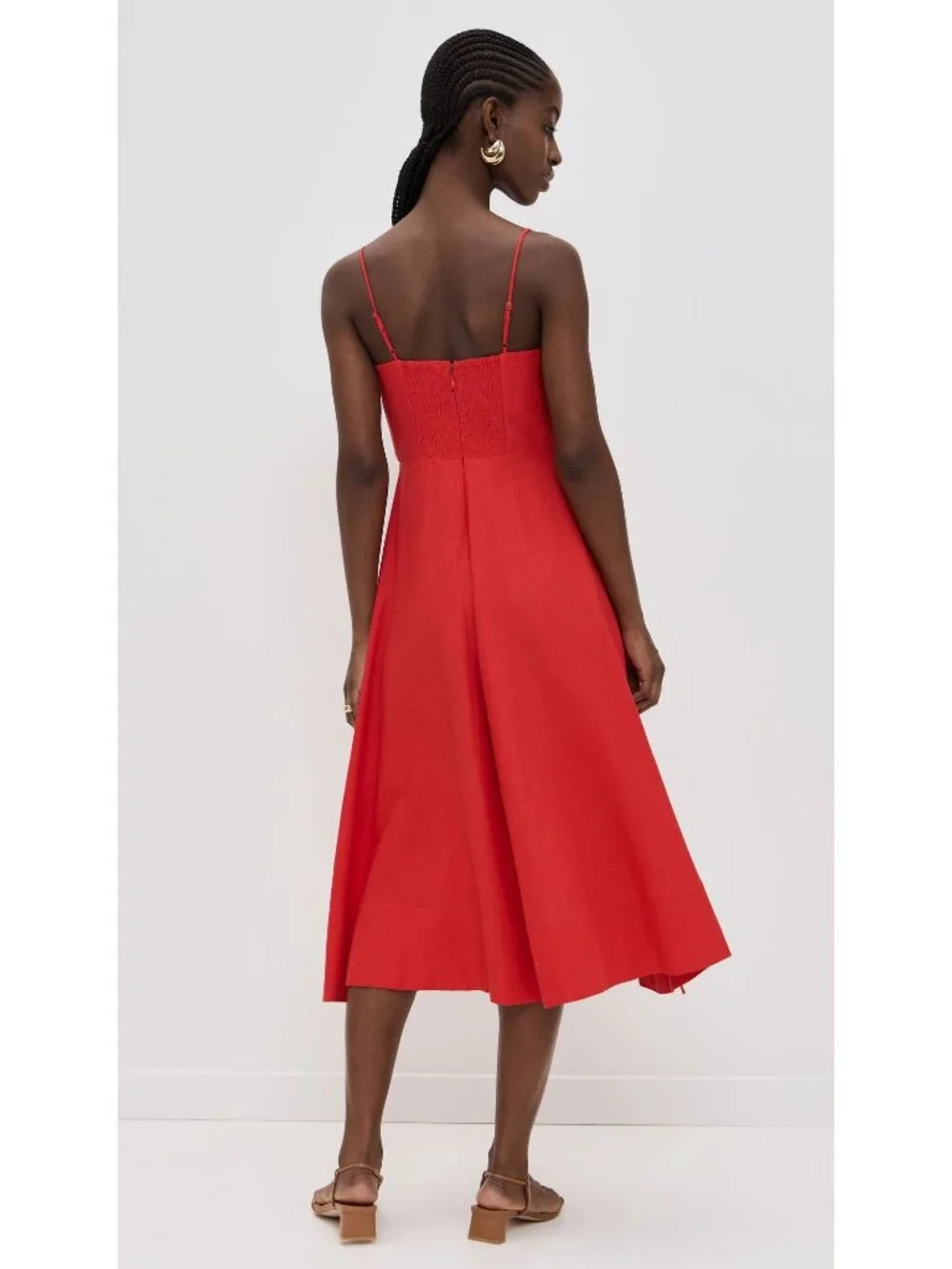 FARM RIO Red Garden Midi A Line Linen Dress Size Small NEW NWT - Picture 3 of 4